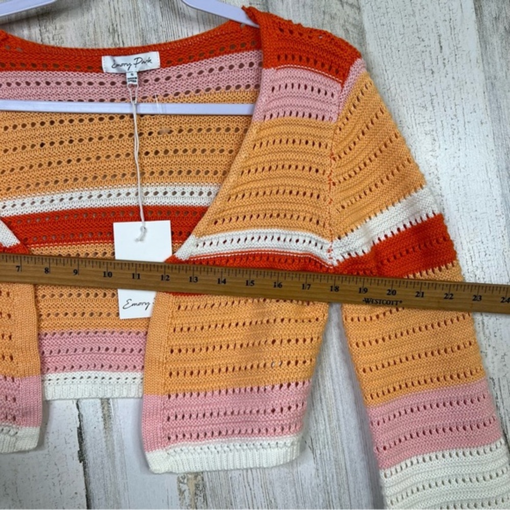 Colorblock Crop‎ Top Knit Sweater Long Sleeve Striped Cardigan by Emory Park - Picture 9 of 10